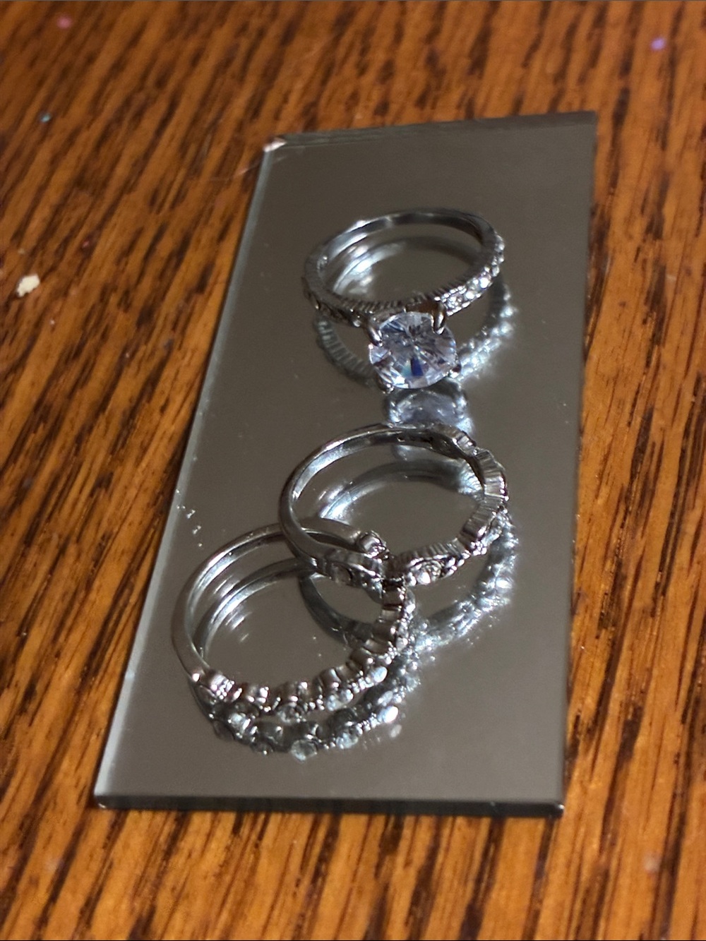 Silver Crystal Engagement Ring Set - Classic Sparkle
